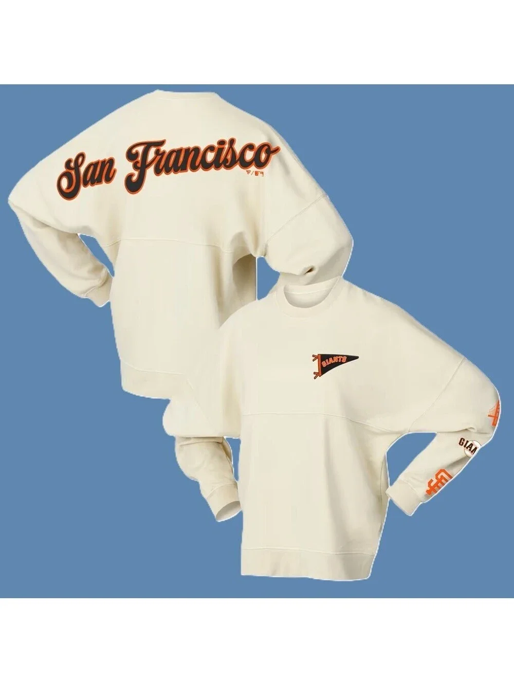 Fanatics San Francisco Giants Pennant Flag Fleece Sweatshirt Beige Mens S NWT